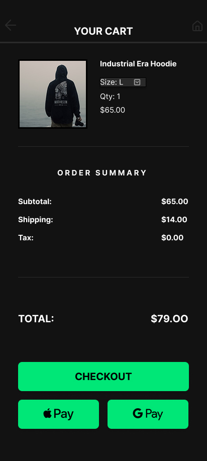 High-fidelity checkout screen