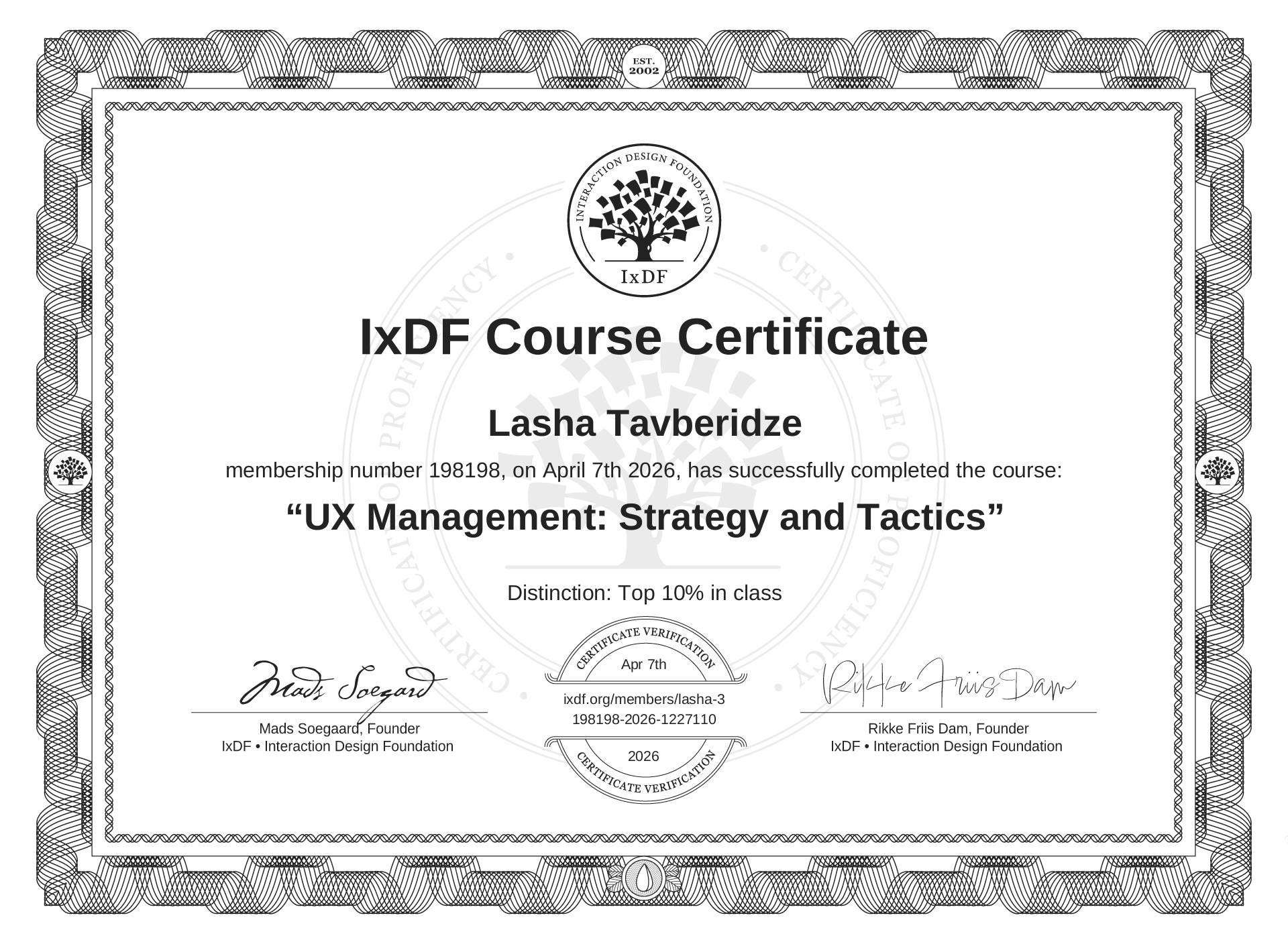 UX Management Certificate